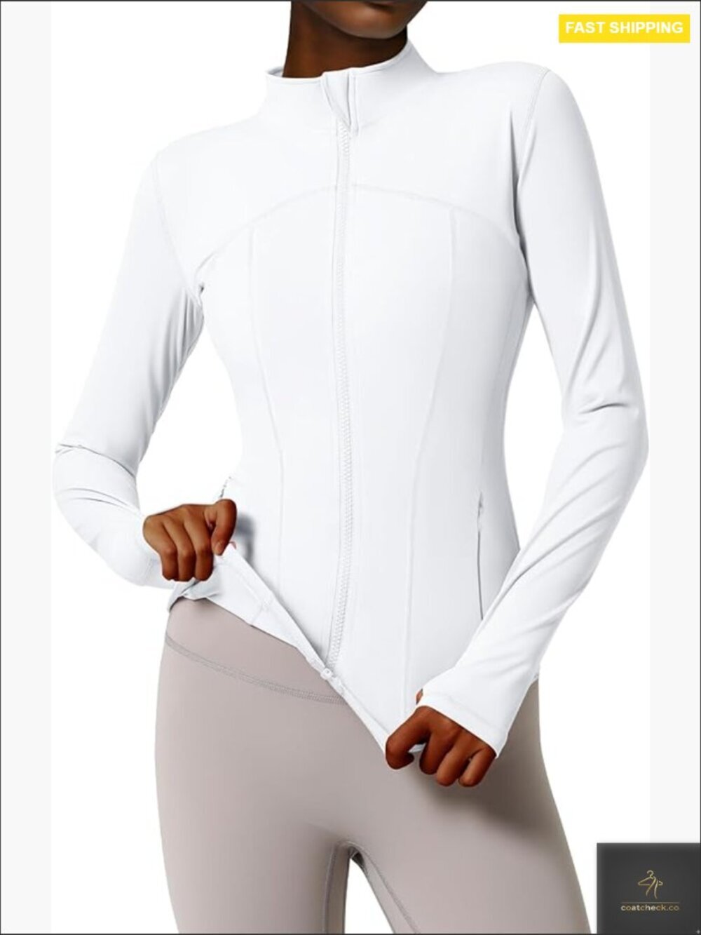 Slim Fit Full Zip Yoga Athletic Jacket with Thumb Holes Workout Running Track